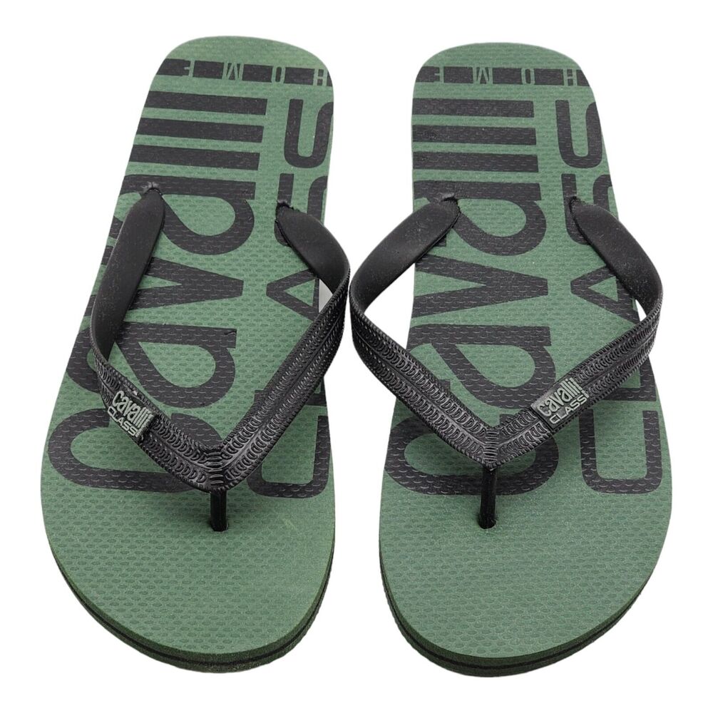 Cavalli Class Logo Men's Flip Flops Sandals in Green size 9 42-43